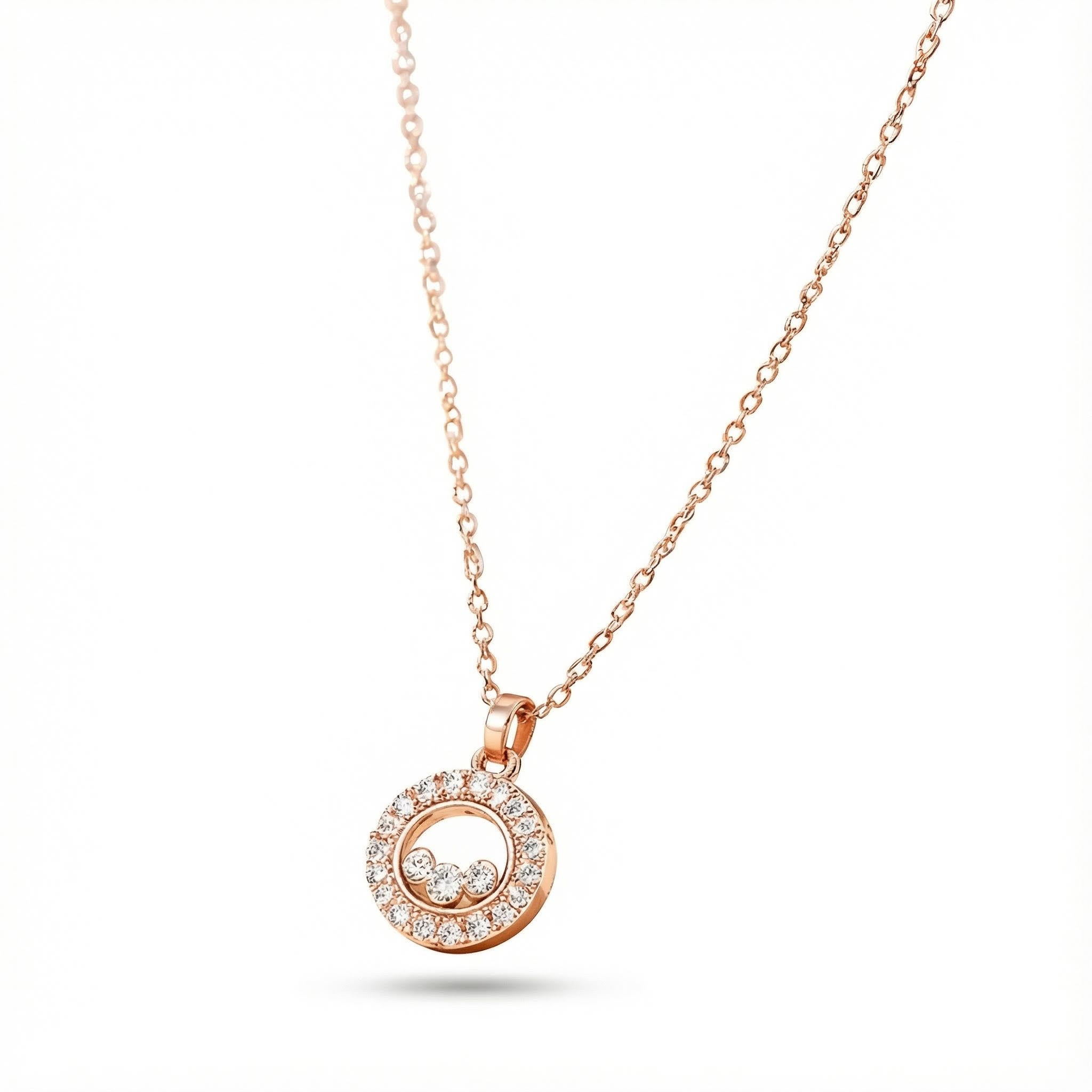 Round Shaped Floating Diamonds Pendant Necklace