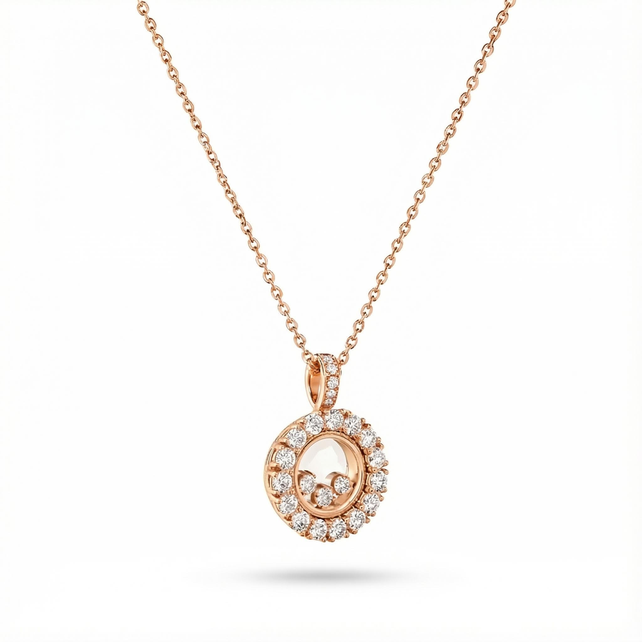 Round Shaped Floating Diamonds Pendant Necklace