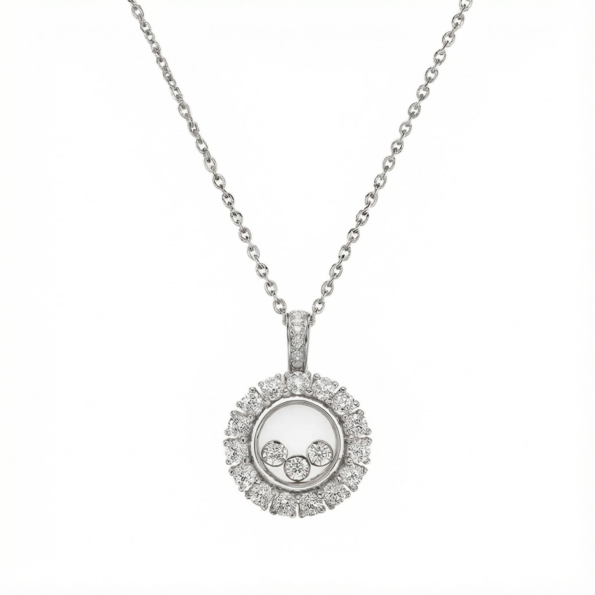 Round Shaped Floating Diamonds Pendant Necklace