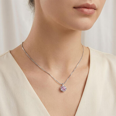 0.5CT/1CT/2CT VVS Moissanite Round Cut Pendant with Sparkling Gypsophila S925 Silver Necklace