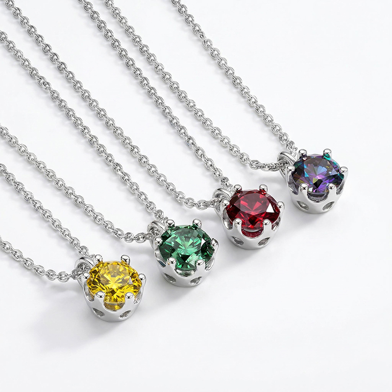 0.5CT/1CT/2CT VVS Moissanite Round Cut Pendant with Sparkling Gypsophila S925 Silver Necklace