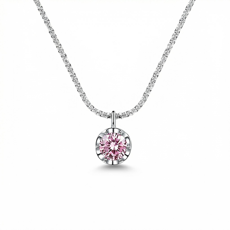 0.5CT/1CT/2CT VVS Moissanite Round Cut Pendant with Sparkling Gypsophila S925 Silver Necklace