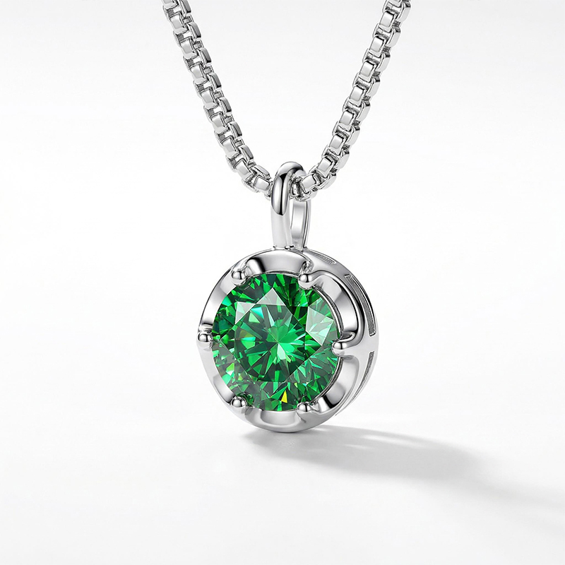 0.5CT/1CT/2CT VVS Moissanite Round Cut Pendant with Sparkling Gypsophila S925 Silver Necklace