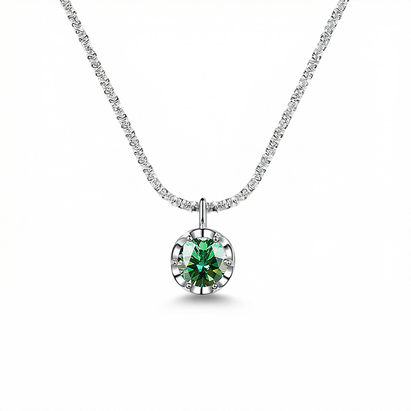 0.5CT/1CT/2CT VVS Moissanite Round Cut Pendant with Sparkling Gypsophila S925 Silver Necklace