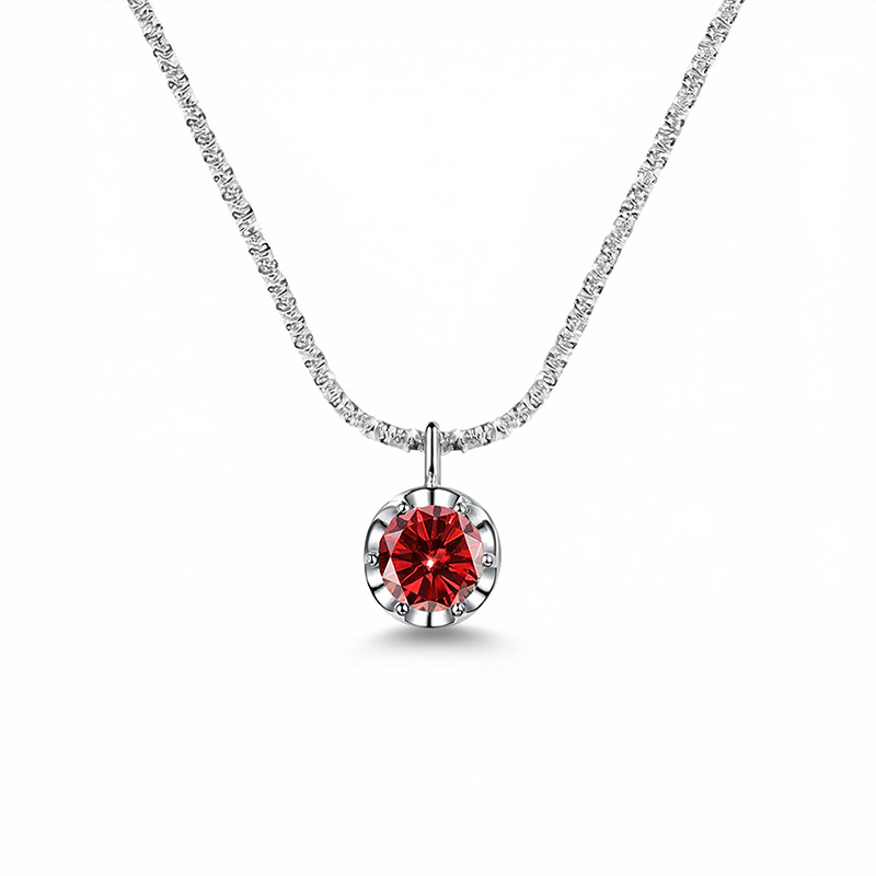 0.5CT/1CT/2CT VVS Moissanite Round Cut Pendant with Sparkling Gypsophila S925 Silver Necklace