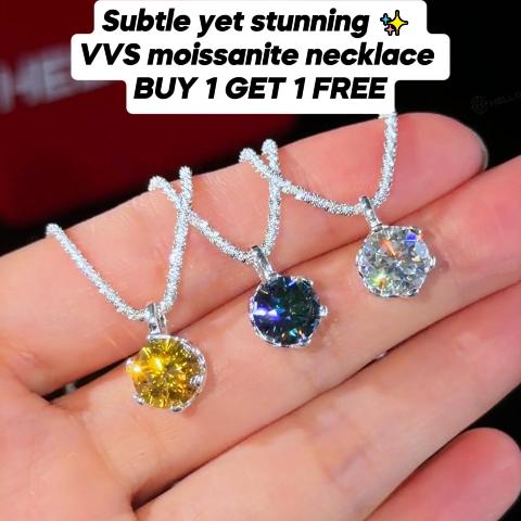 0.5CT/1CT/2CT VVS Moissanite Round Cut Pendant with Sparkling Gypsophila S925 Silver Necklace