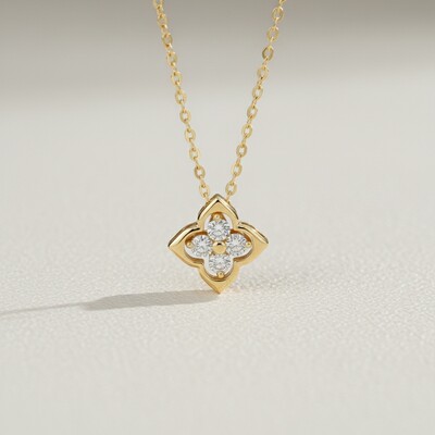VVS Moissanite S925 Silver Four Leaf Clover Pendant Necklace VVS Moissanite S925 Silver Four Leaf Clover Pendant Necklace