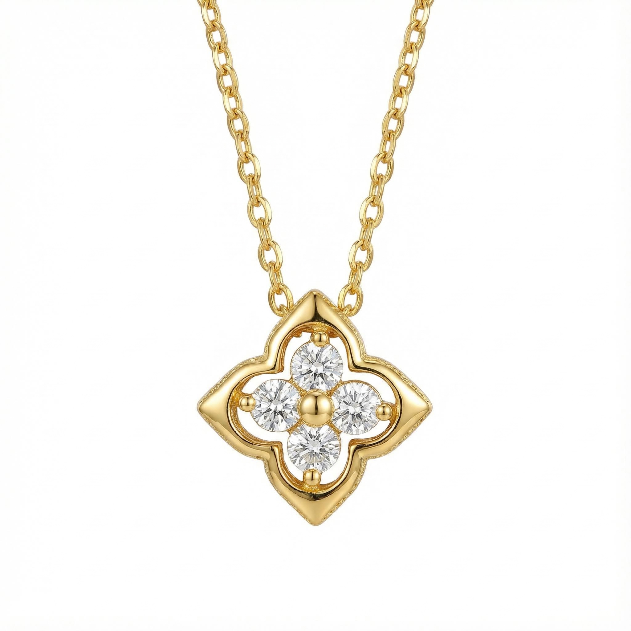 VVS Moissanite S925 Silver  Four Leaf Clover Pendant Necklace