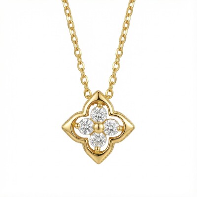 VVS Moissanite S925 Silver  Four Leaf Clover Pendant Necklace