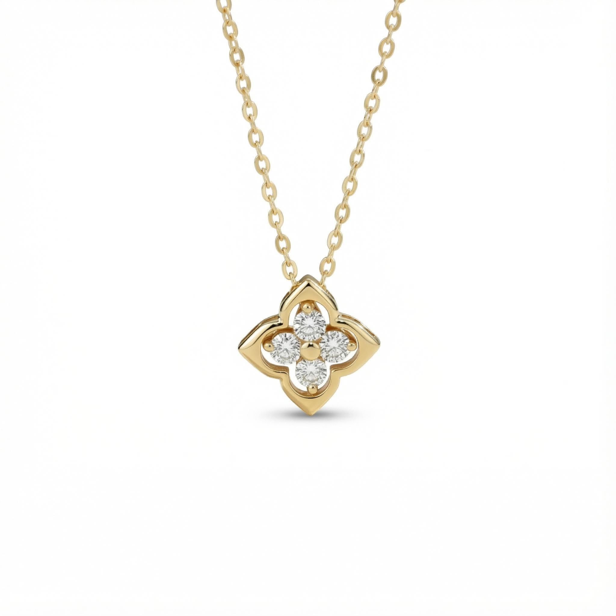 VVS Moissanite S925 Silver  Four Leaf Clover Pendant Necklace