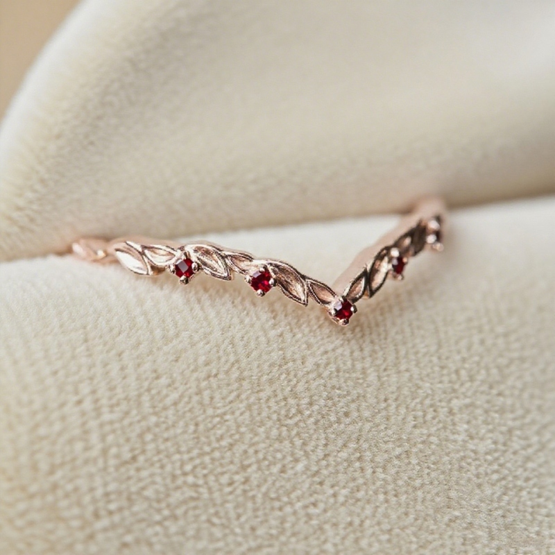 Delicate Leafy Diamond Wedding Band