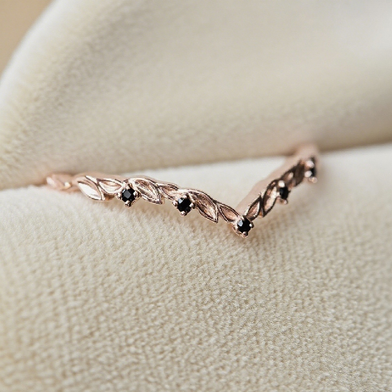 Delicate Leafy Diamond Wedding Band