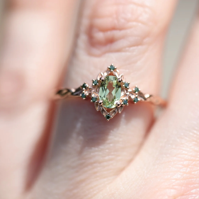 1.3CT Exquisite Green Gemstone Vintage-Inspired Engagement Ring 1.3CT Exquisite Green Gemstone Vintage-Inspired Engagement Ring