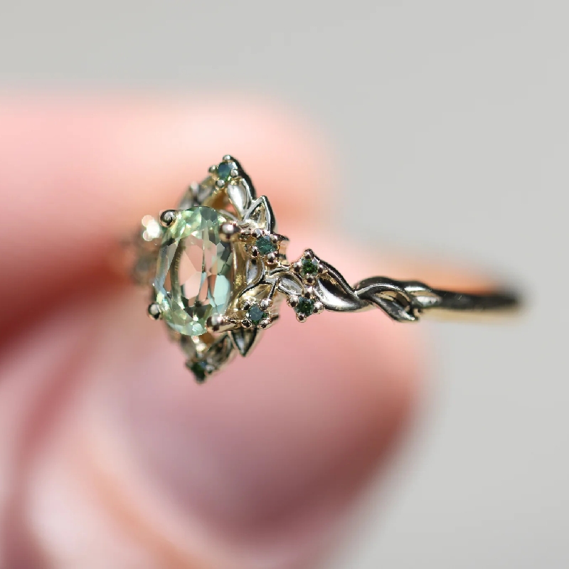 1.3CT Exquisite Green Gemstone Vintage-Inspired Engagement Ring 1.3CT Exquisite Green Gemstone Vintage-Inspired Engagement Ring