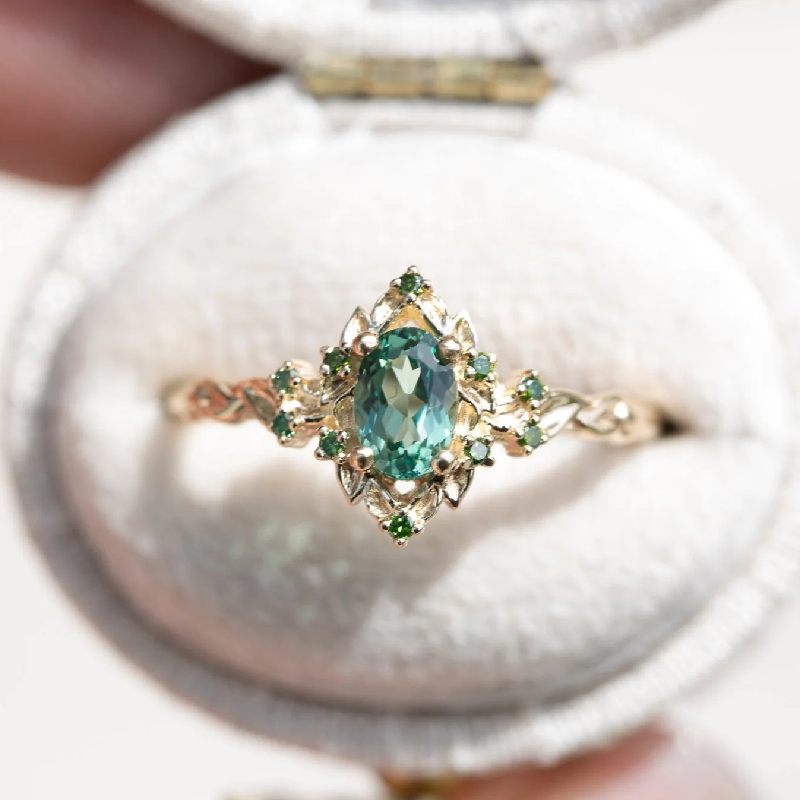 1.3CT Exquisite Green Gemstone Vintage-Inspired Engagement Ring 1.3CT Exquisite Green Gemstone Vintage-Inspired Engagement Ring