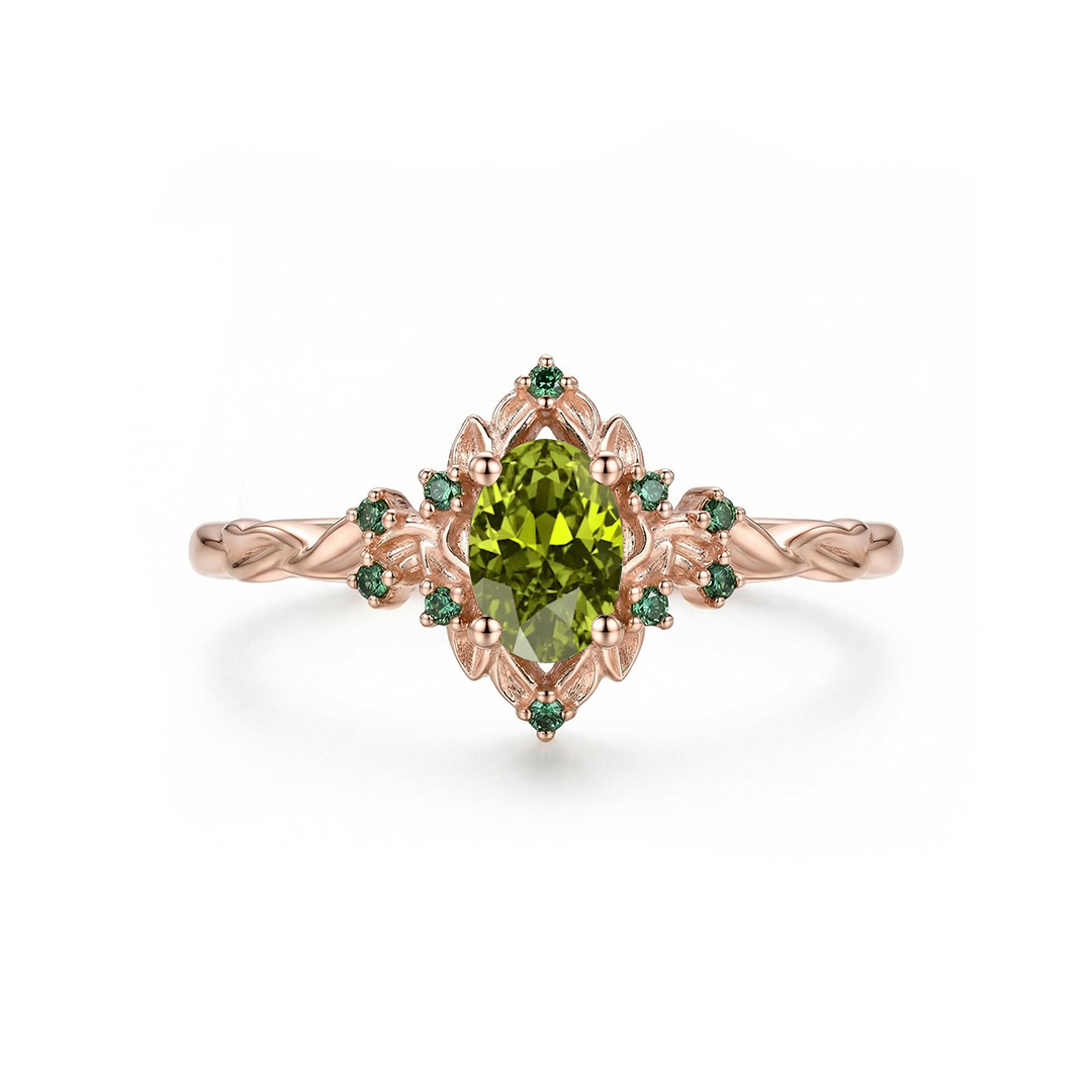 1.3CT Exquisite Green Gemstone Vintage-Inspired Engagement Ring