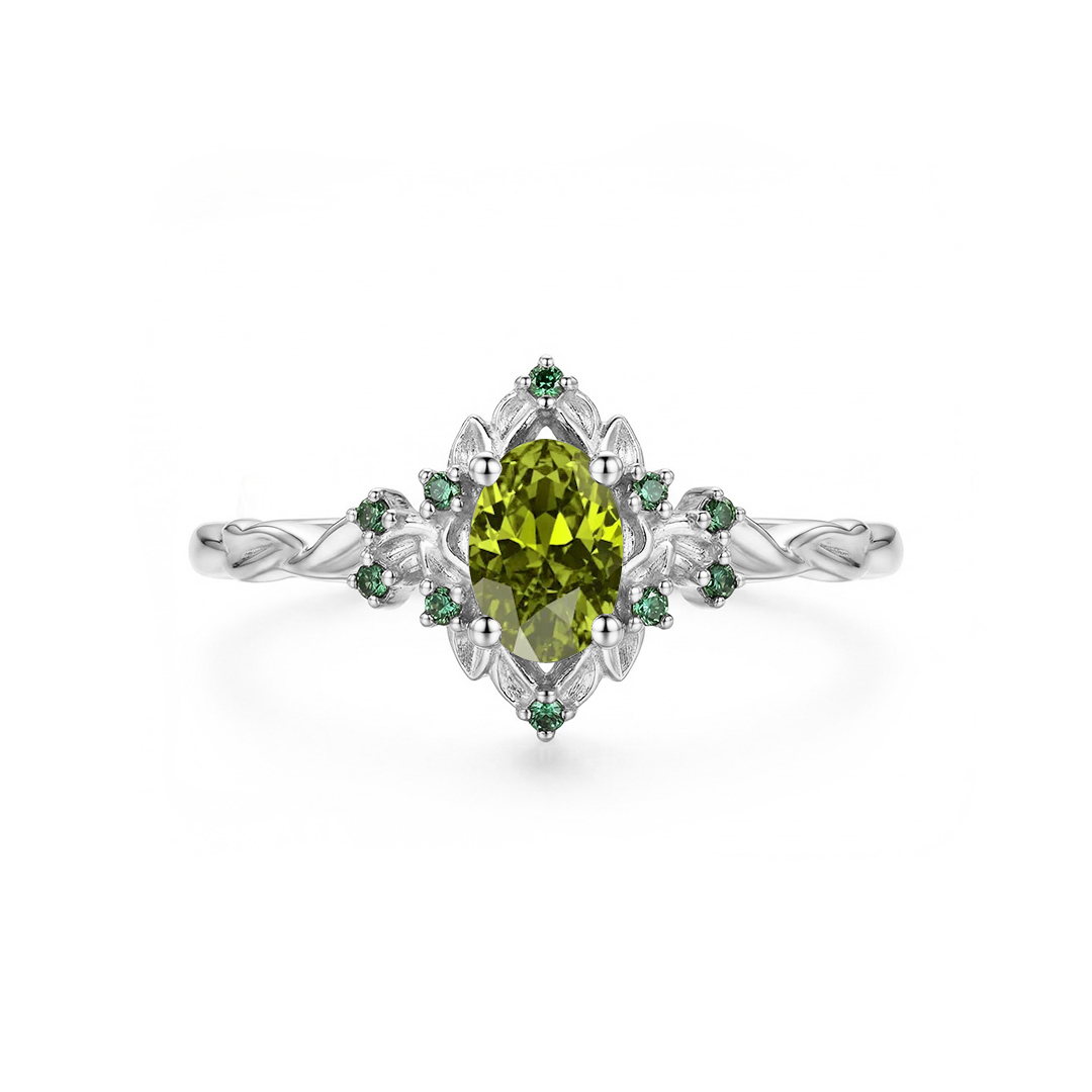 1.3CT Exquisite Green Gemstone Vintage-Inspired Engagement Ring