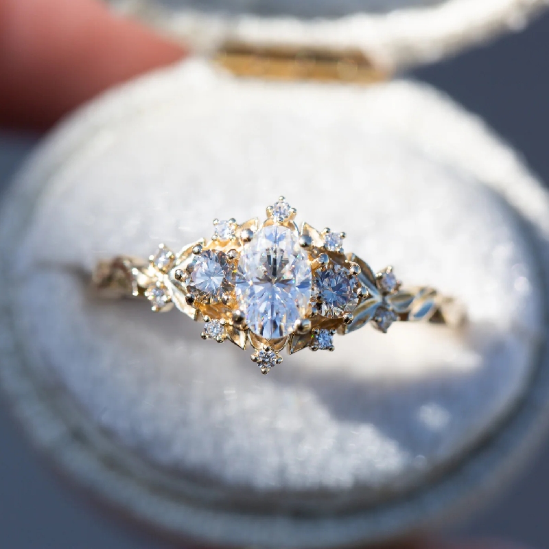 1.8CT Oval Cut VVS Moissanite Three Stone Engagement Ring