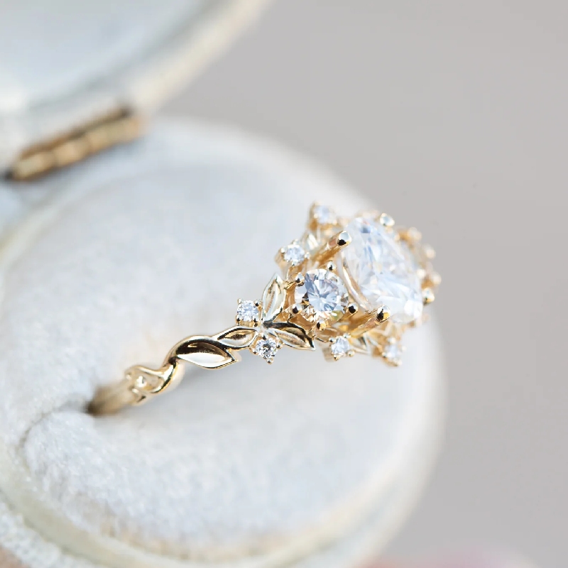 1.8CT Oval Cut VVS Moissanite Three Stone Engagement Ring