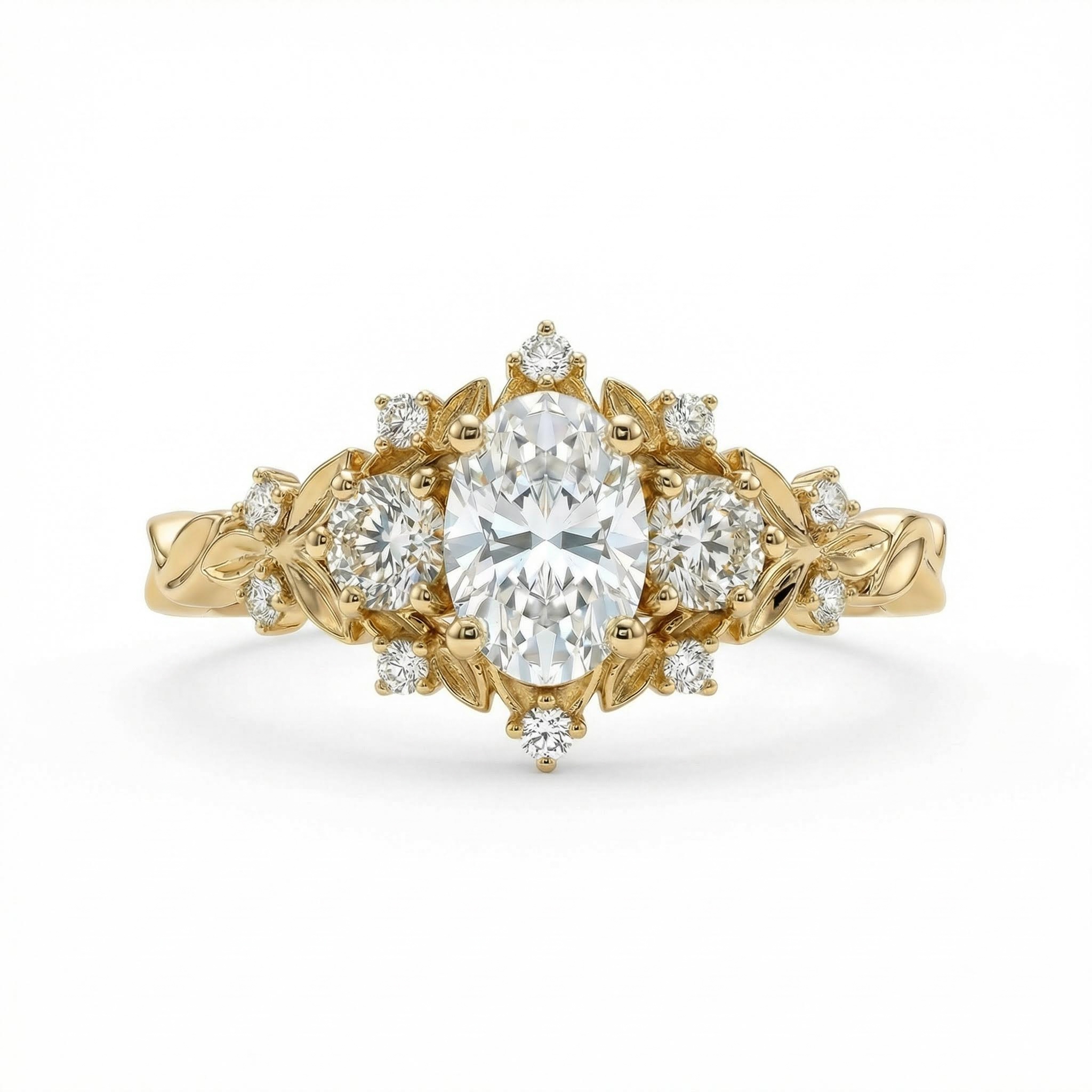 1.8CT Oval Cut VVS Moissanite Three Stone Engagement Ring