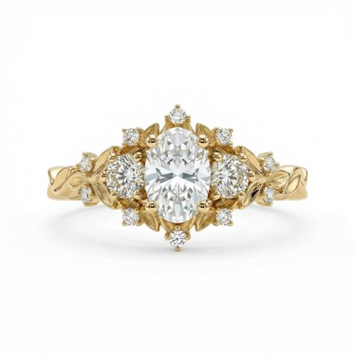 1.8CT Oval Cut VVS Moissanite Three Stone Engagement Ring