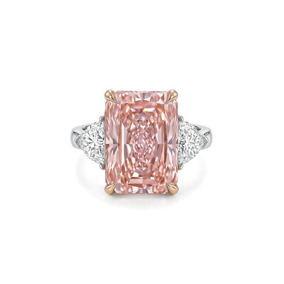 9.6ct. tw. Pink Radiant Cut Three-Stone Diamond Engagement Ring