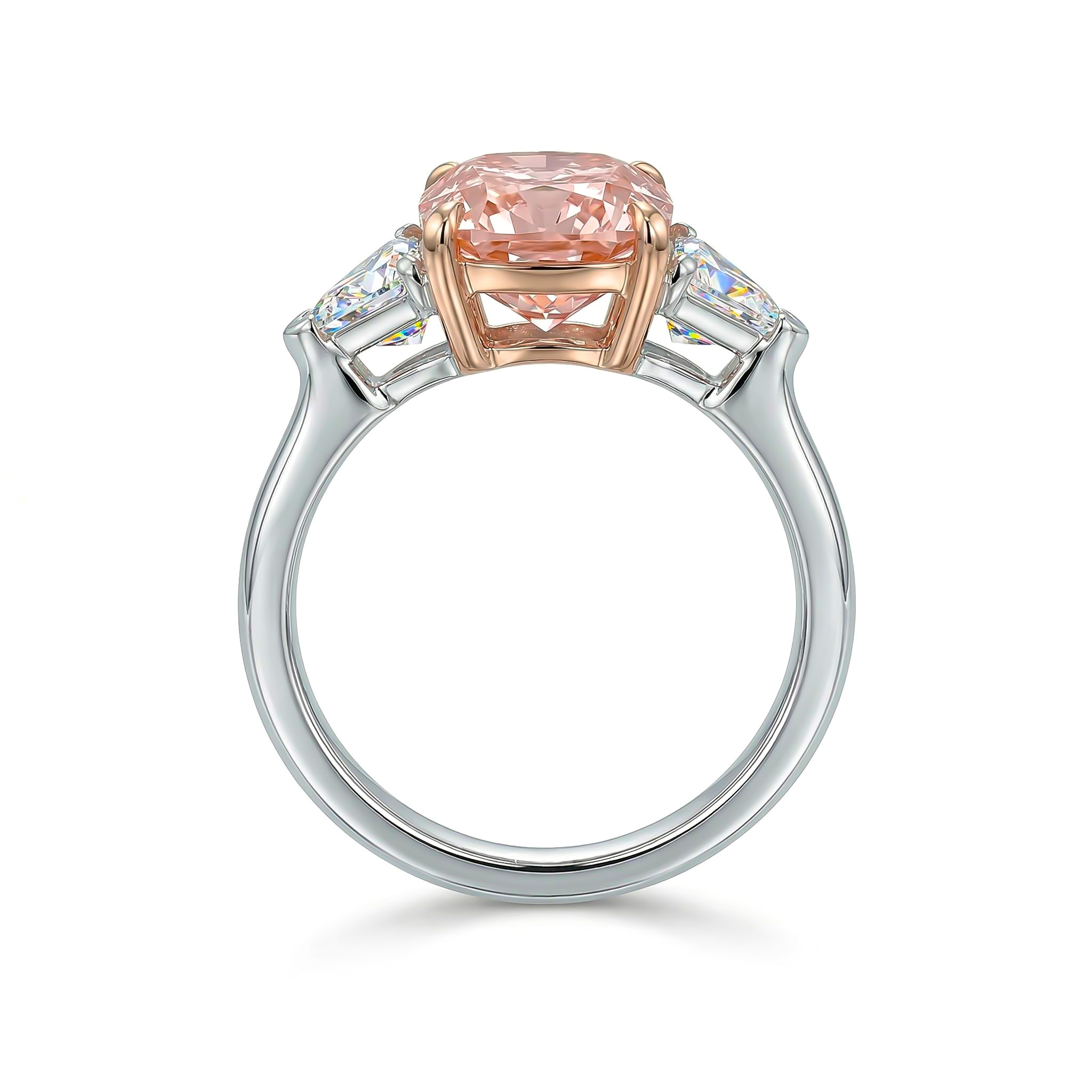 9.6ct. tw. Pink Radiant Cut Three-Stone Diamond Engagement Ring
