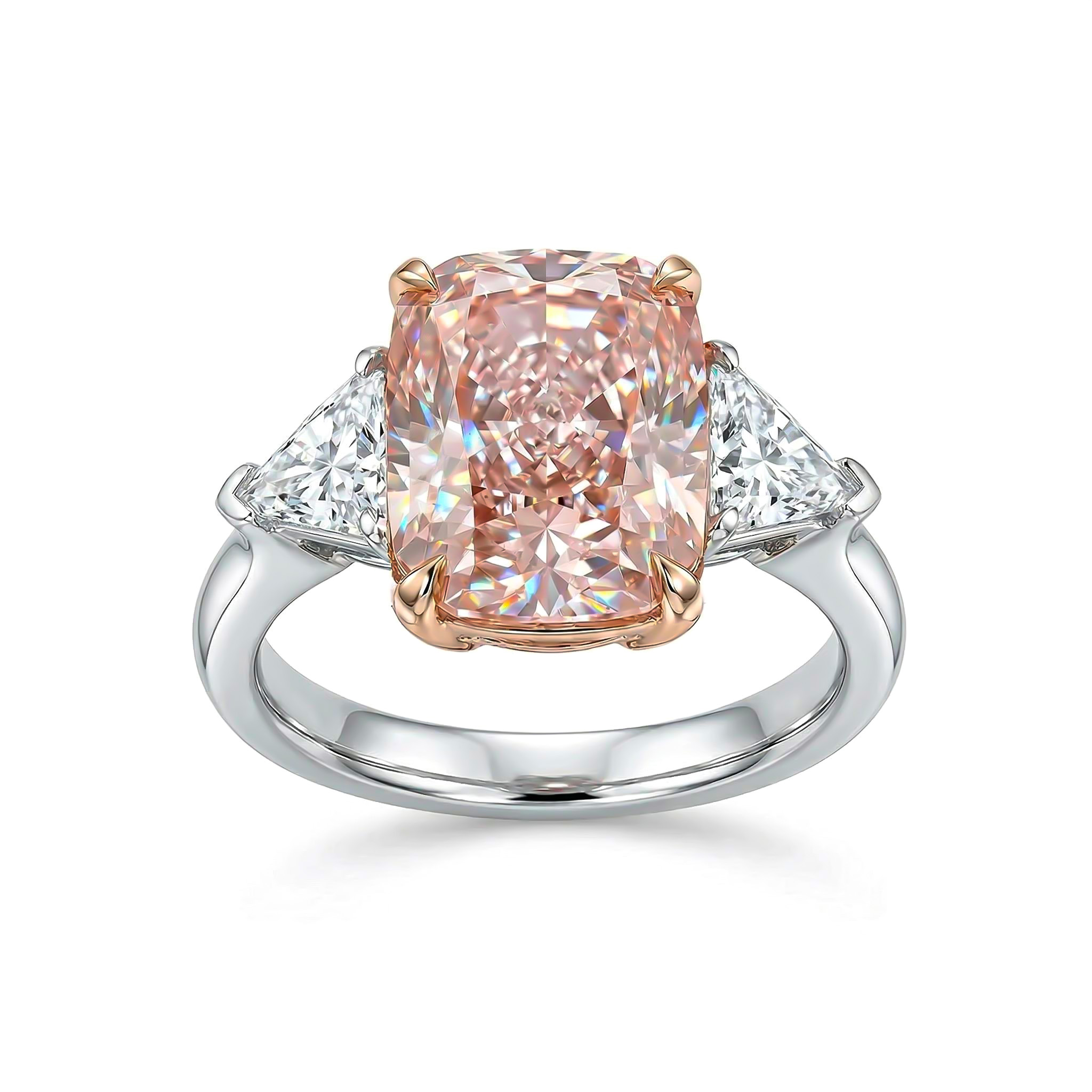 9.6ct. tw. Pink Radiant Cut Three-Stone Diamond Engagement Ring