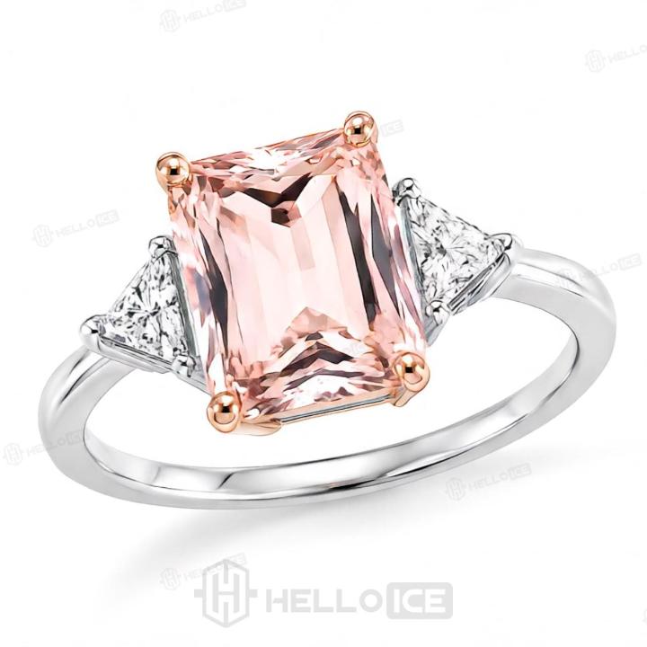 9.6ct. tw. Morganite Radiant Cut Three-Stone Diamond Engagement Ring 9.6ct. tw. Morganite Radiant Cut Three-Stone Diamond Engagement Ring