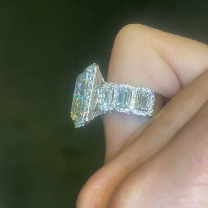 6.24CT Radiant Cut VVS Moissanite Halo Engagement Ring 6.24CT Radiant Cut VVS Moissanite Halo Engagement Ring