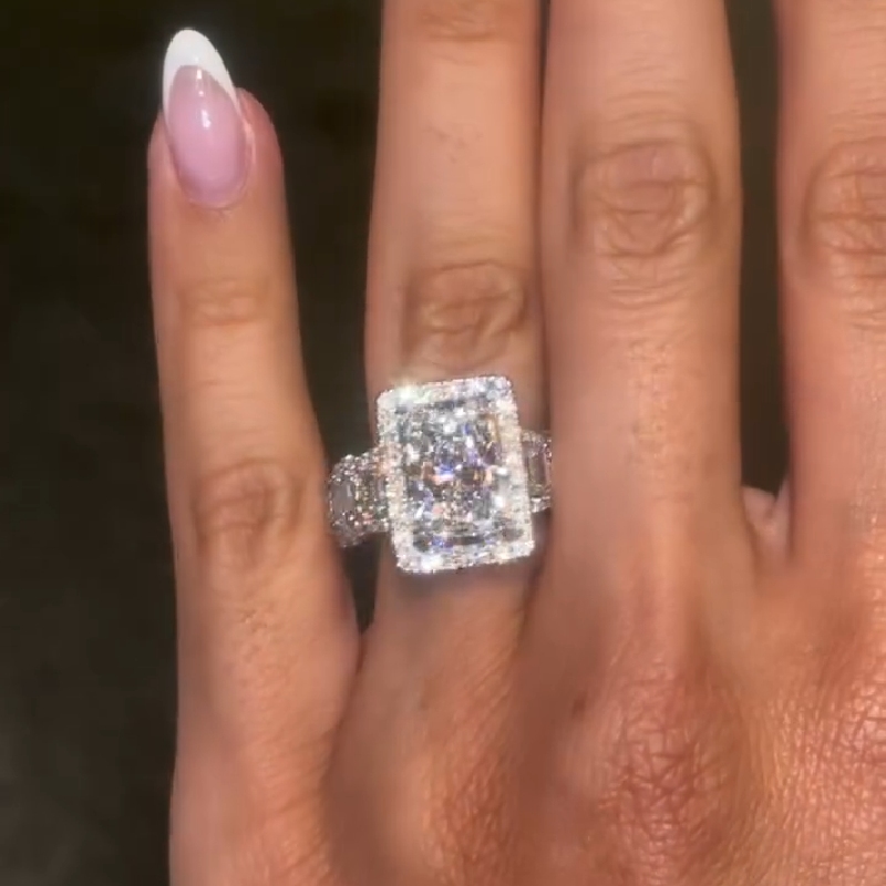 6.24CT Radiant Cut VVS Moissanite Halo Engagement Ring 6.24CT Radiant Cut VVS Moissanite Halo Engagement Ring