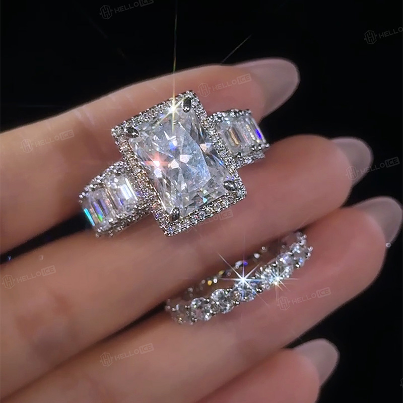 6.24CT Radiant Cut VVS Moissanite Halo Engagement Ring 6.24CT Radiant Cut VVS Moissanite Halo Engagement Ring