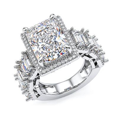 14.16ct. tw. Radiant Cut VVS Moissanite Halo Engagement Ring