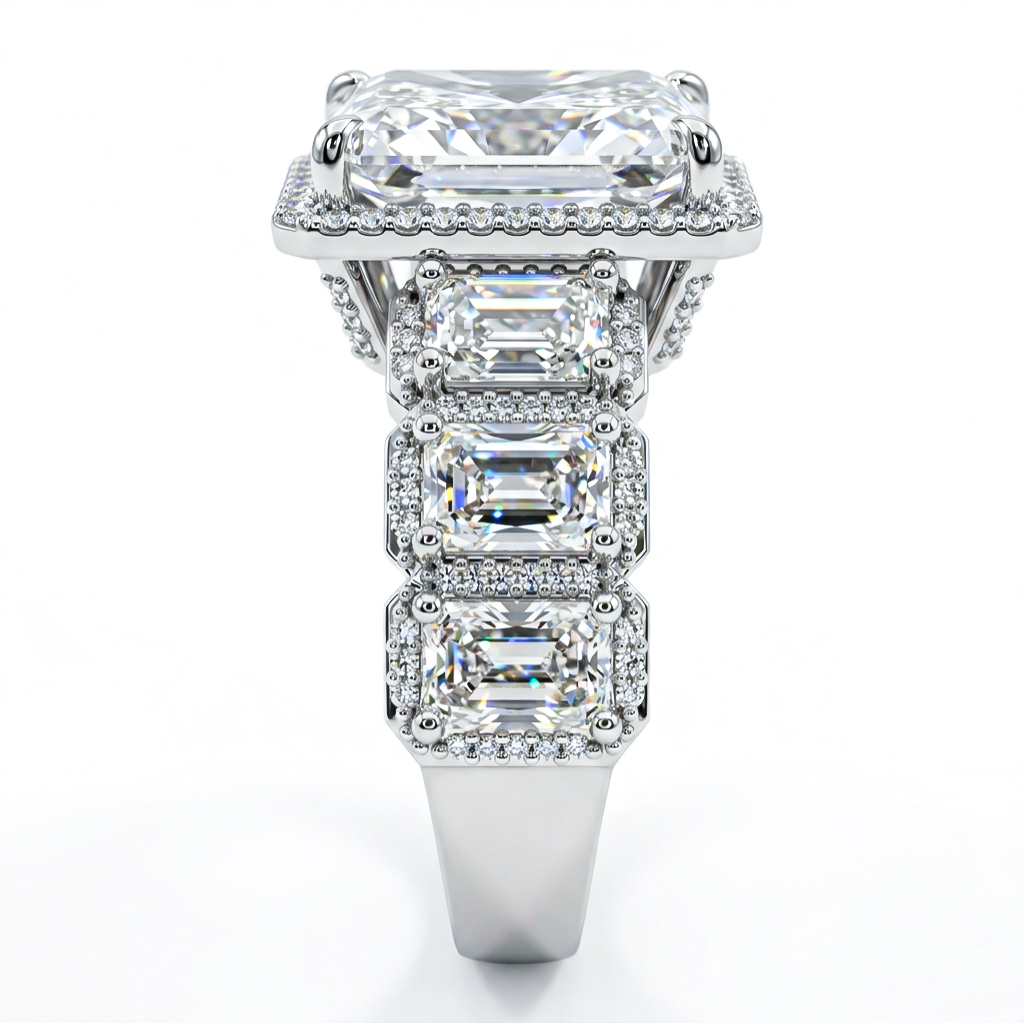 14.16ct. tw. Radiant Cut VVS Moissanite Halo Engagement Ring