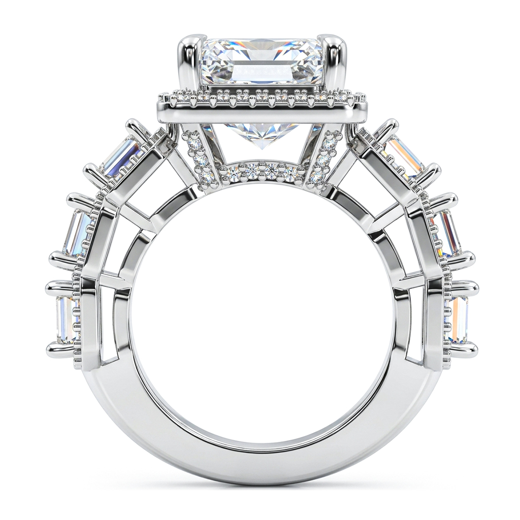 14.16ct. tw. Radiant Cut VVS Moissanite Halo Engagement Ring