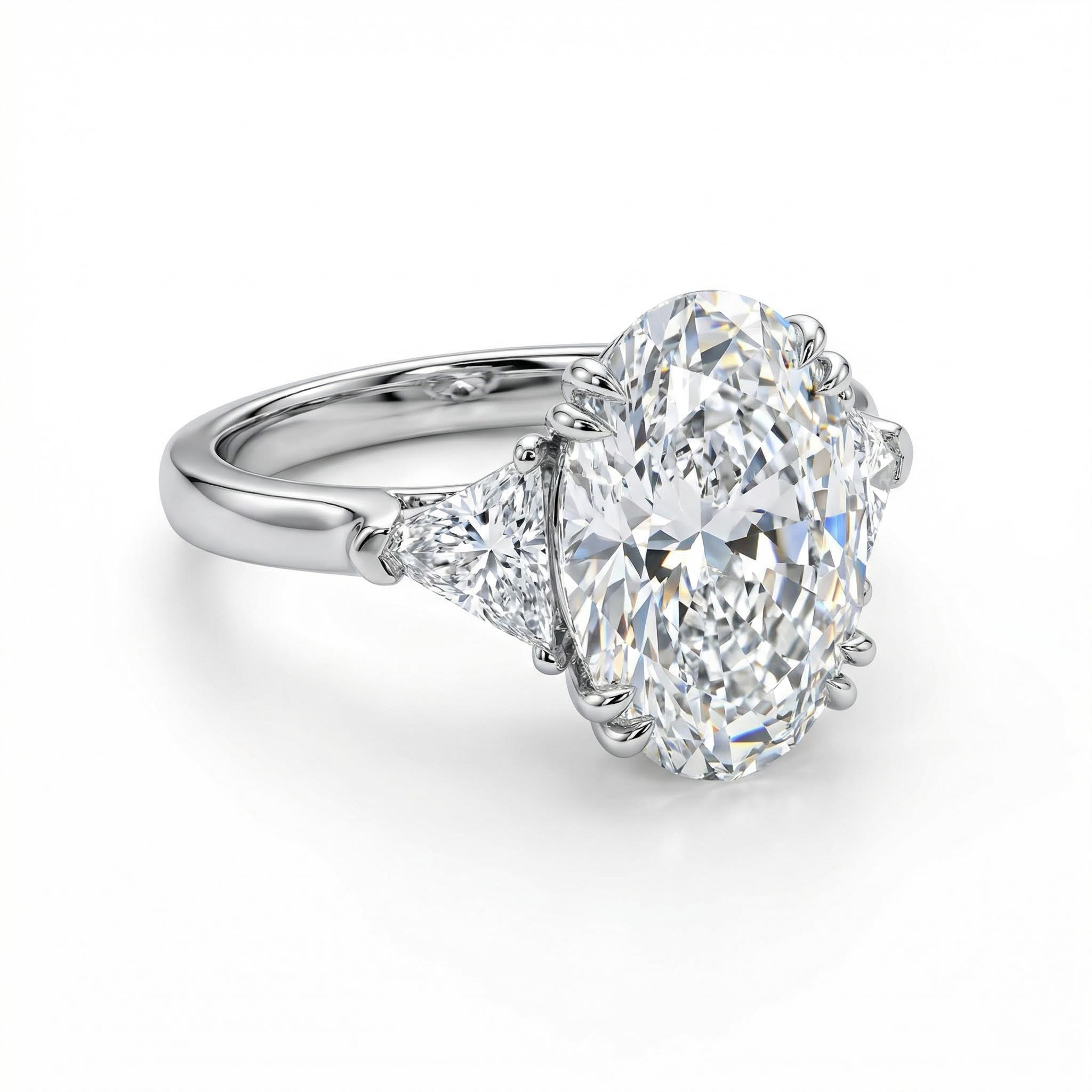 7.19CT Oval Cut VVS Moissanite Three Stone Engagement Ring