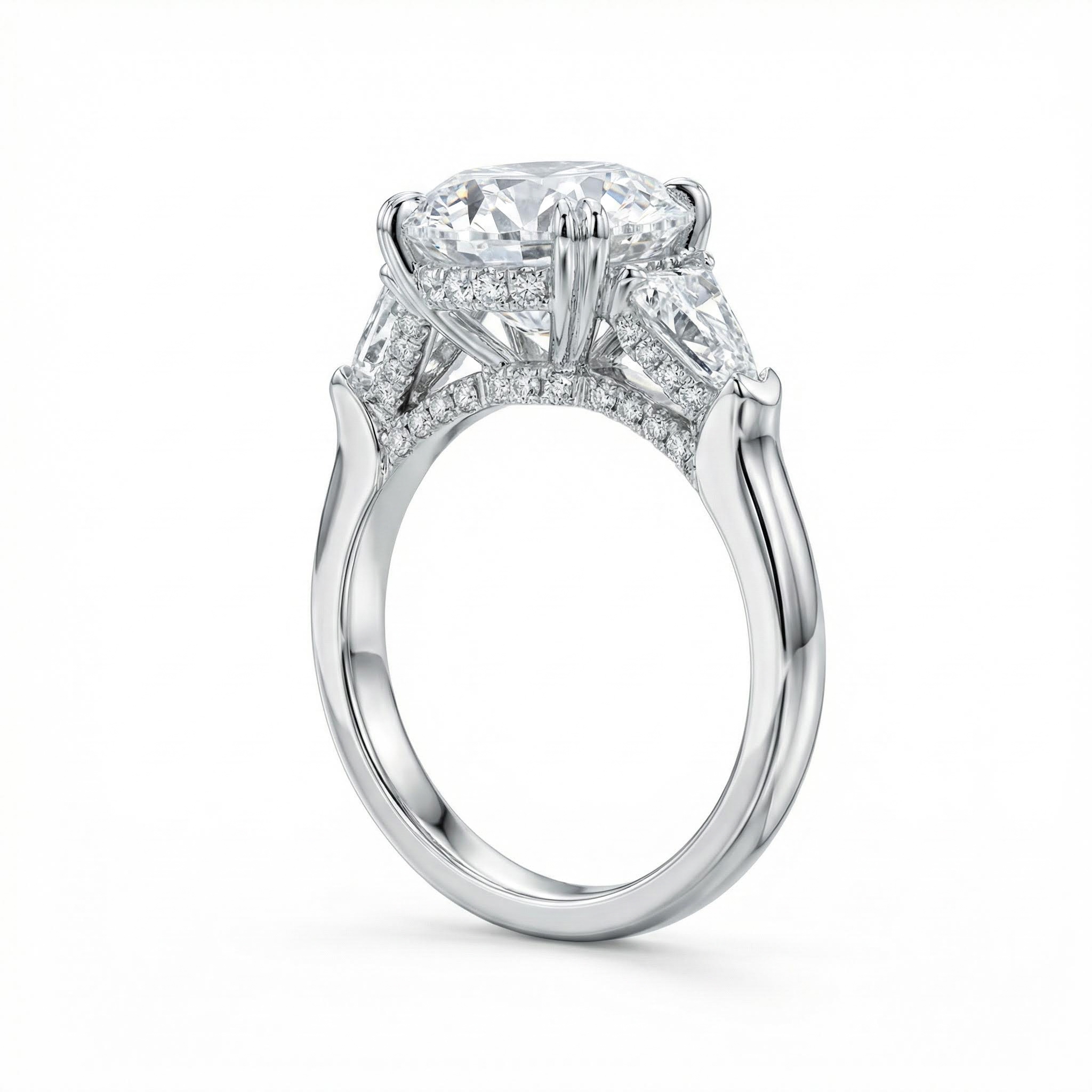 7.19CT Oval Cut VVS Moissanite Three Stone Engagement Ring