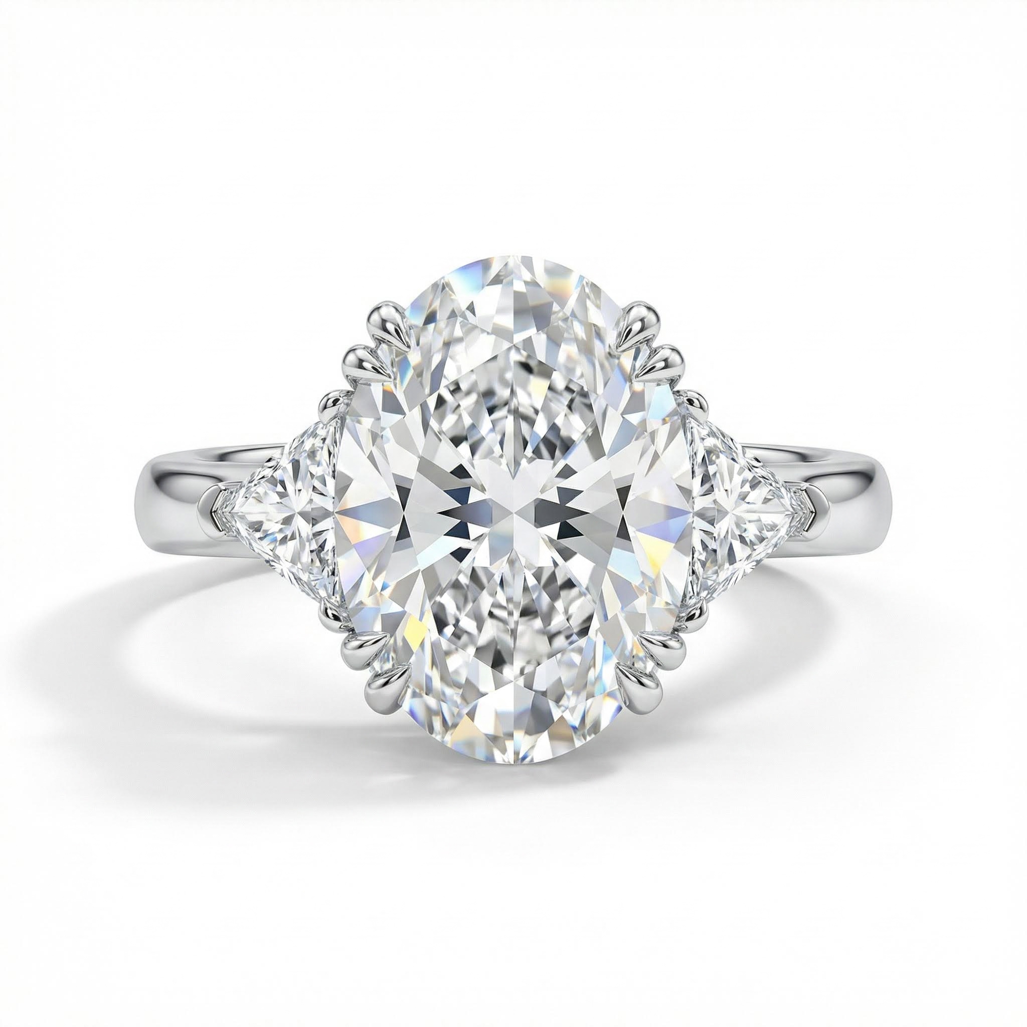 7.19CT Oval Cut VVS Moissanite Three Stone Engagement Ring