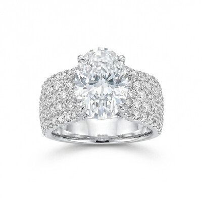 8.8CT Oval Cut VVS Moissanite Pave Engagement Ring