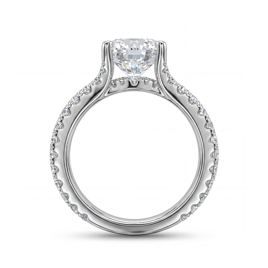 9.4ct TCW Oval Cut VVS Moissanite Pave Engagement Ring 9.4ct TCW Oval Cut VVS Moissanite Pave Engagement Ring