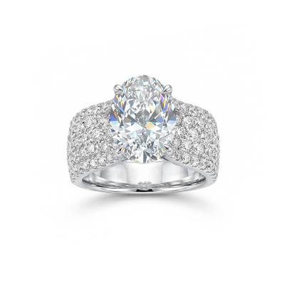8.8CT Oval Cut VVS Moissanite Pave Engagement Ring