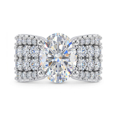9.4ct. tw. Oval Cut VVS Moissanite Pave Engagement Ring