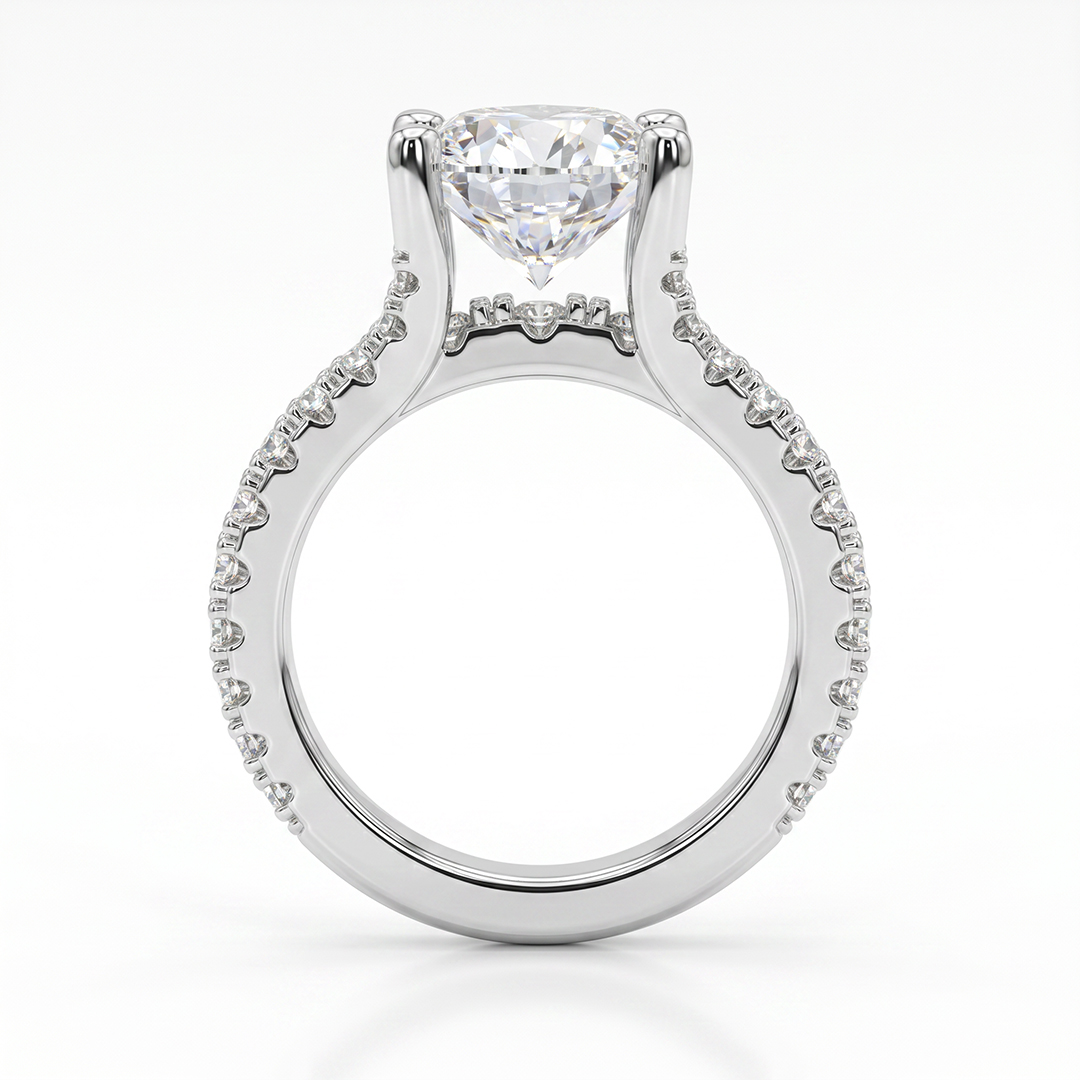 9.4ct. tw. Oval Cut VVS Moissanite Pave Engagement Ring