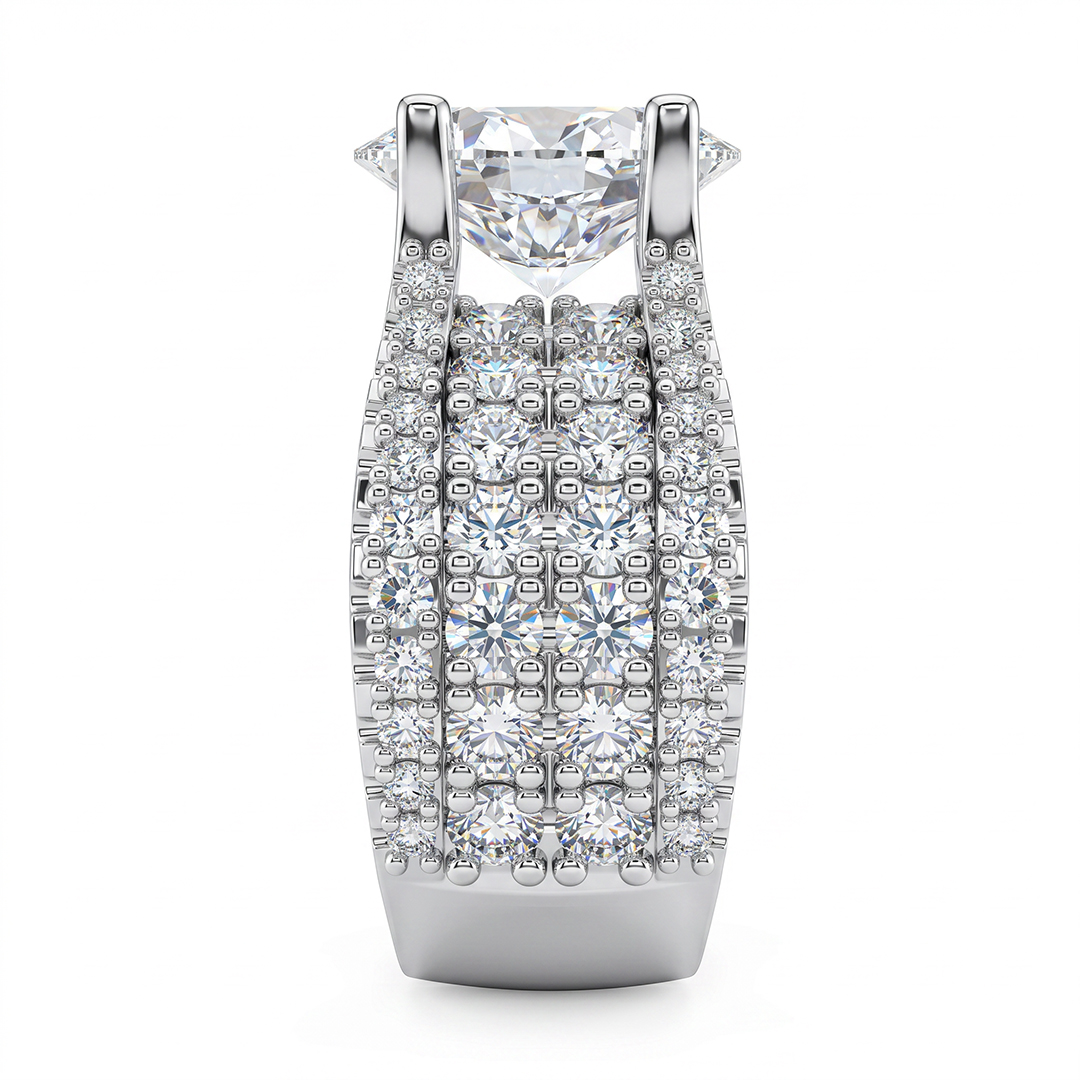 9.4ct. tw. Oval Cut VVS Moissanite Pave Engagement Ring