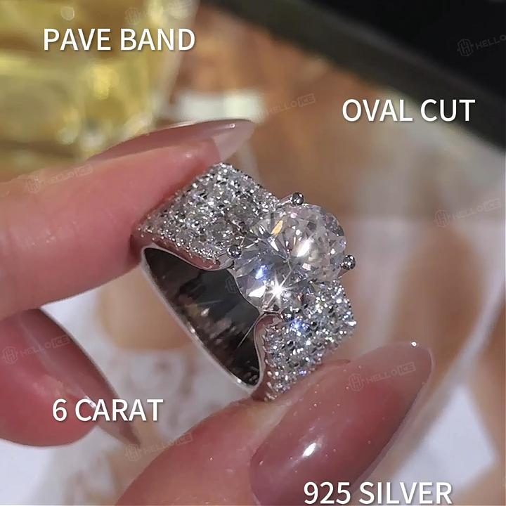 9.4ct. tw. Oval Cut VVS Moissanite Pave Engagement Ring 9.4ct. tw. Oval Cut VVS Moissanite Pave Engagement Ring