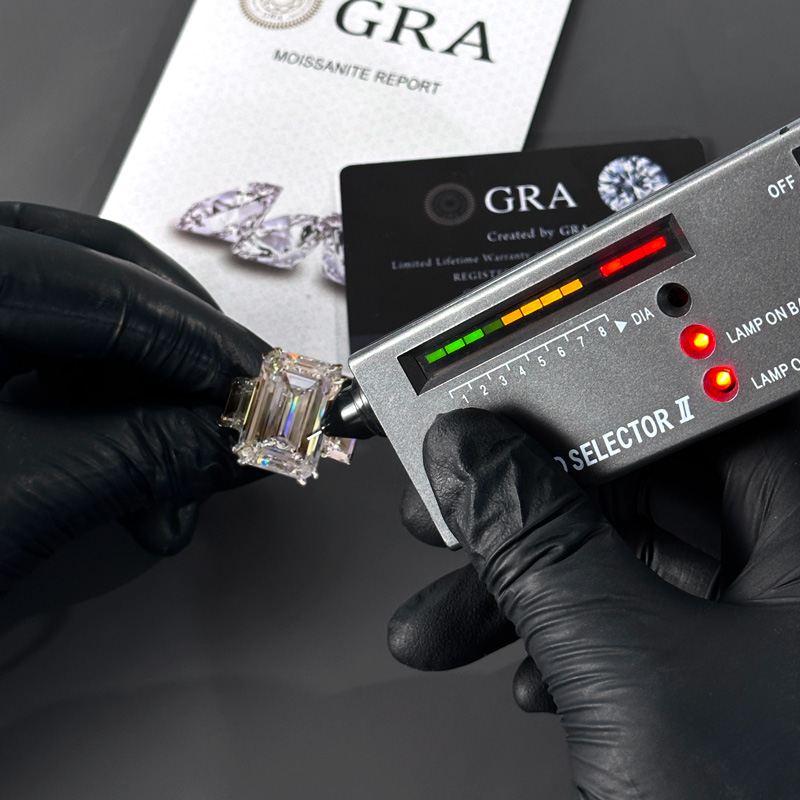 4.78CT Emerald Cut VVS Moissanite Three Stone Engagement Ring