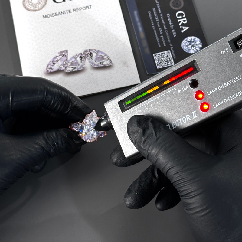 4.2CT Pear Cut VVS Moissanite Three Stone Engagement Ring