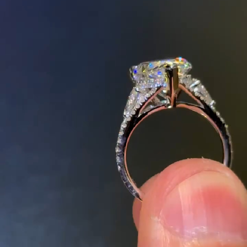 4.38CT Pear Cut VVS Moissanite Pave Engagement Ring