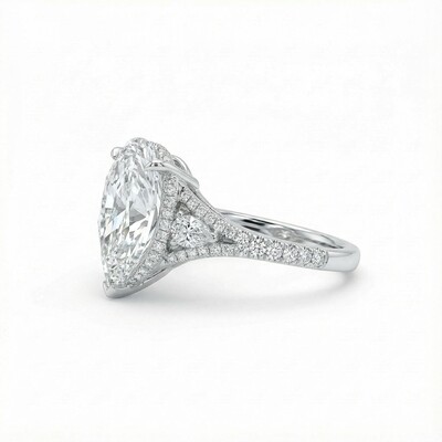 4.38CT Pear Cut VVS Moissanite Pave Engagement Ring