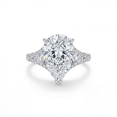 4.38CT Pear Cut VVS Moissanite Pave Engagement Ring 4.38CT Pear Cut VVS Moissanite Pave Engagement Ring